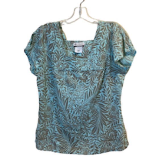 Columbia  Aqua Floral Top Size M - Picture 2 of 13
